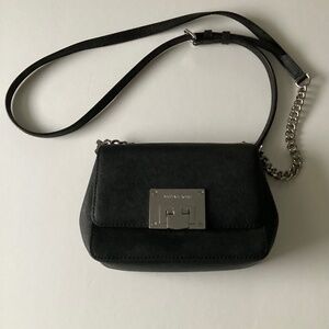 Michael Kors Small Black Leather Adjustable Cross-body Bag